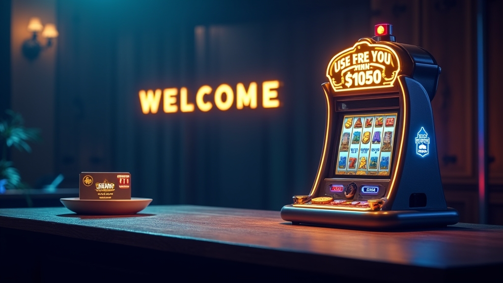Welcome bonus card and no deposit credit beside a Jackpot Raider slot